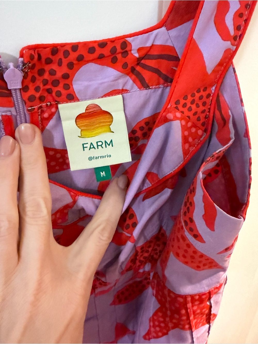 FARM Rio Lavender Midi Dress with Bold Red Sea-Life Print - Picture 3 of 4
